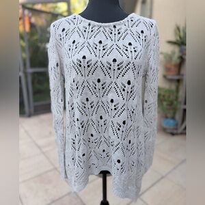 Grace & Lace Light Gray Pointelle Knit Hi-Low Sweater (18”p2p)